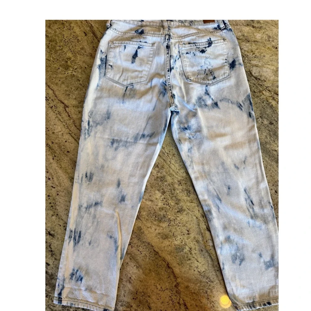 Simple Society Acid Wash‎ Bleach Tie Dye Mom Jeans Blue White Size 9/29 Cotton
